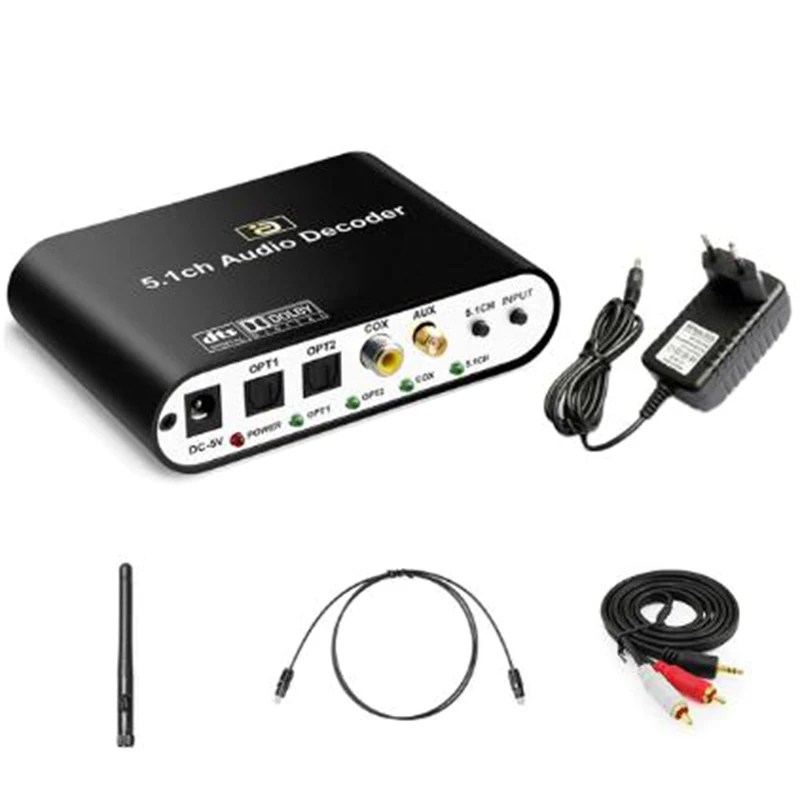 

Top DA615 5.1CH Audio Decoder Bluetooth 5.0 Receiver DAC Wireless Audio Adapter Optical Coaxial AUX USB Disk Play EU Plug
