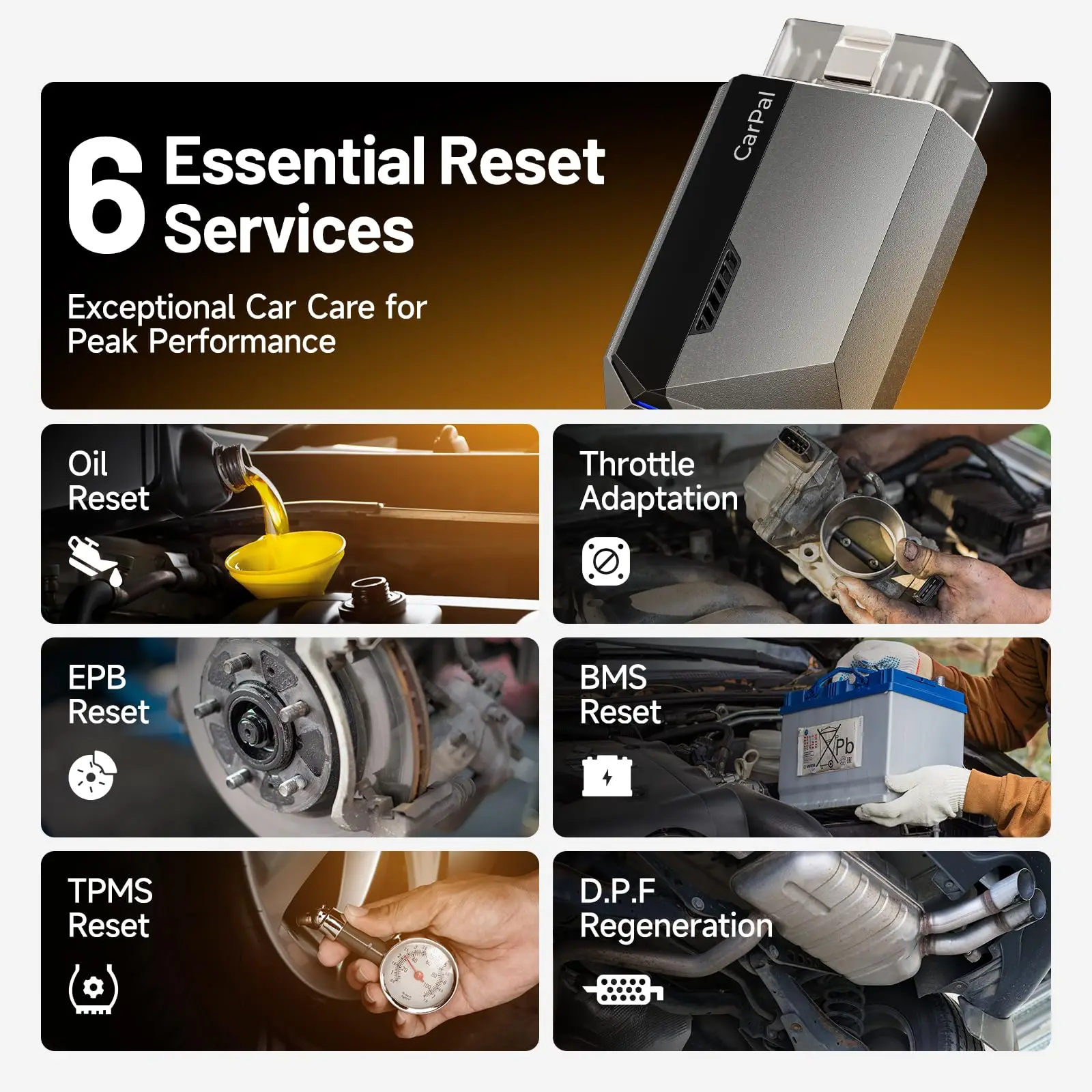 Фото Автосканер TOPDON Carpal Bluetooth OBD2: Диагностика всех систем с ИИ-поддержкой, 6+ функций сброса, iOS и Android, Новинка 2026 года, Беспроводной №5