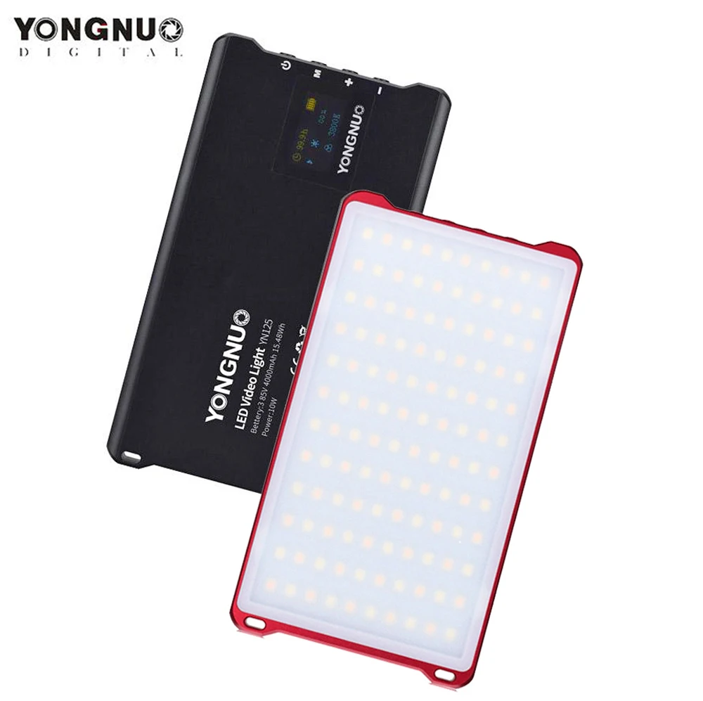 

Светодиодная лампа для видеосъемки Yongnuo YN125 мини LED заполняющий свет светильник 4000 мА/ч, двухцветной 3200-5600K Портативный Фото Видео светильник ing для селфи во время прямой трансляции съемки