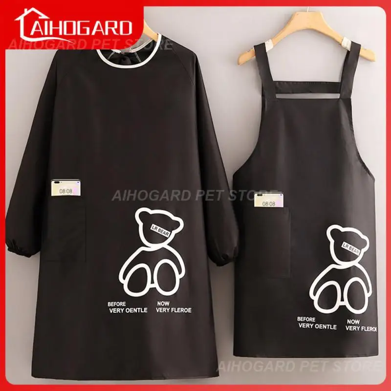 

Маслостойкие фартуки для уборки, тканевый фартук с длинными рукавами, фартук для взрослых, домашний водонепроницаемый фартук для барбекю, Ж...