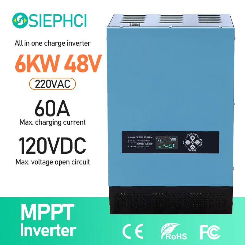 

LS 48V 6KW Low Frequency Home Use 220/240V Solar Inverter MPPT 60A Pure Sine Wave Solar Power home solar power system battery