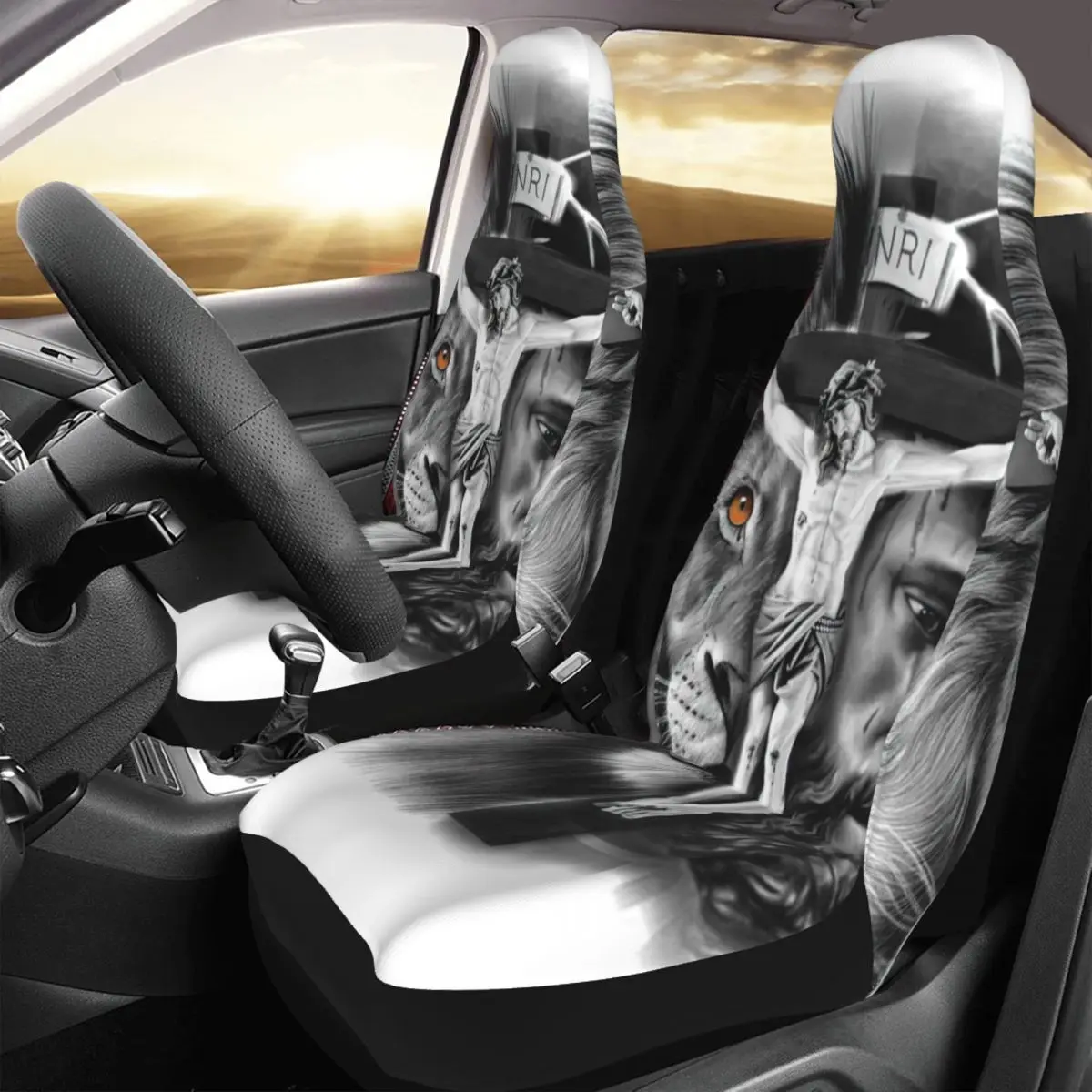 

Jesus Cristo Car Seat Cover Custom Printing Universal Front Protector Accessories Cushion Set