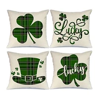 happy st patricks day plush soft pillow cover case shamrock clover pillow cushion cases home decor lucky meadow pillow toy