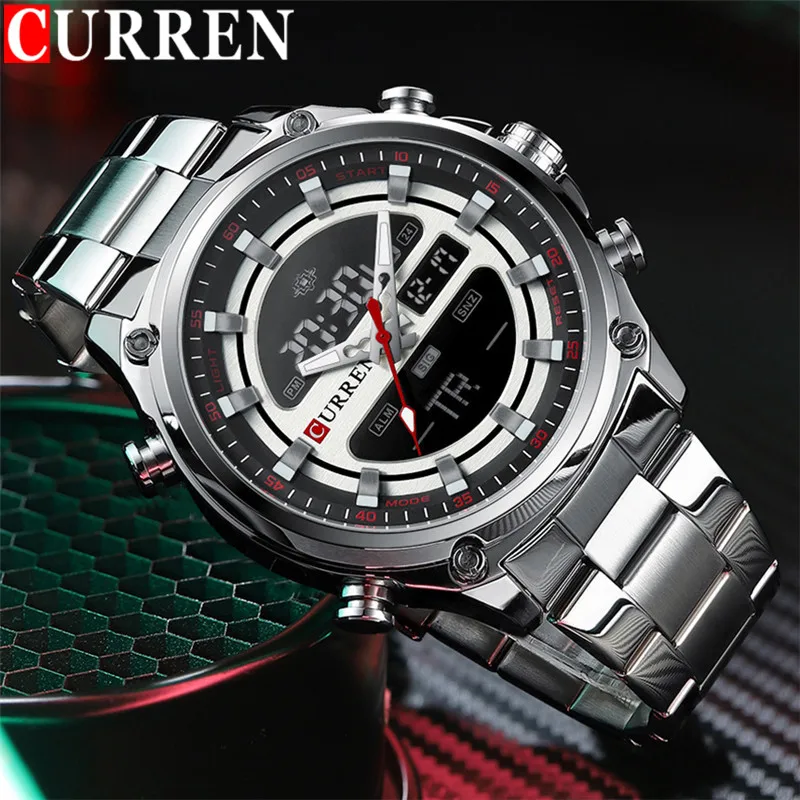 Спортивные мужские часы CURREN Роскошные военные деловые кварцевые цифровые