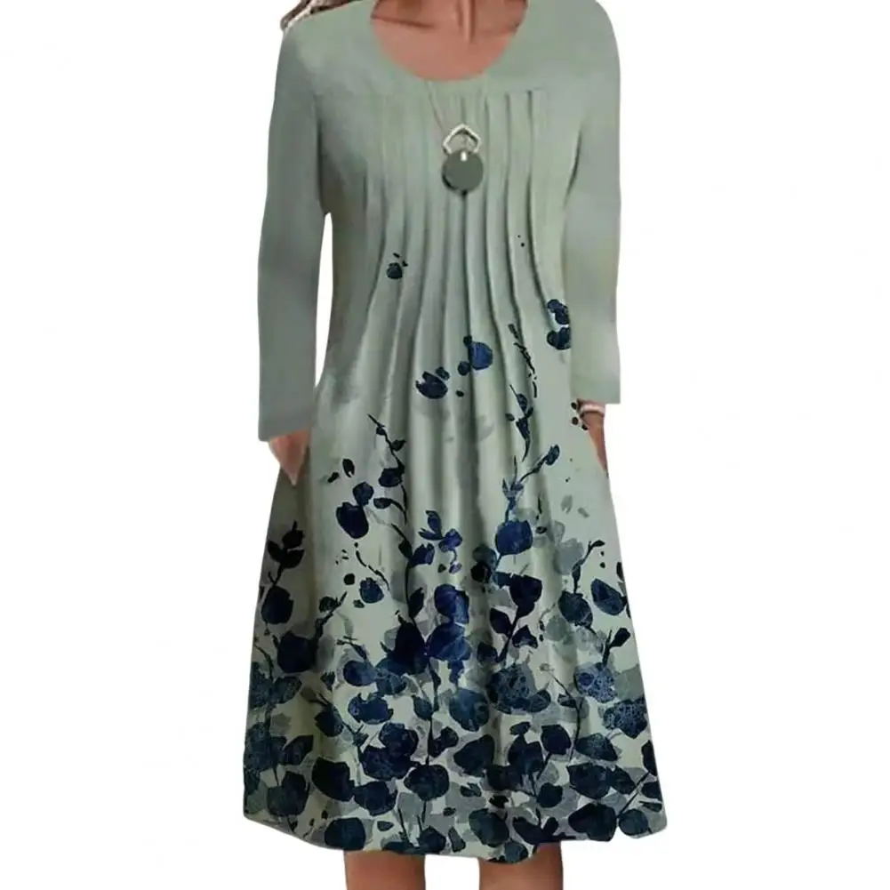 

Charming Party Dress O-Neck Elastic Women Dress Office Lady Vintage A-Line Dress