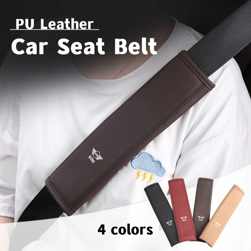 

Car Seat Belt Leather Safety Belts Cover Shoulder Protection For MINI Cooper JCW WORKS R55 R56 F55 F56 R57 Clubman Countryman