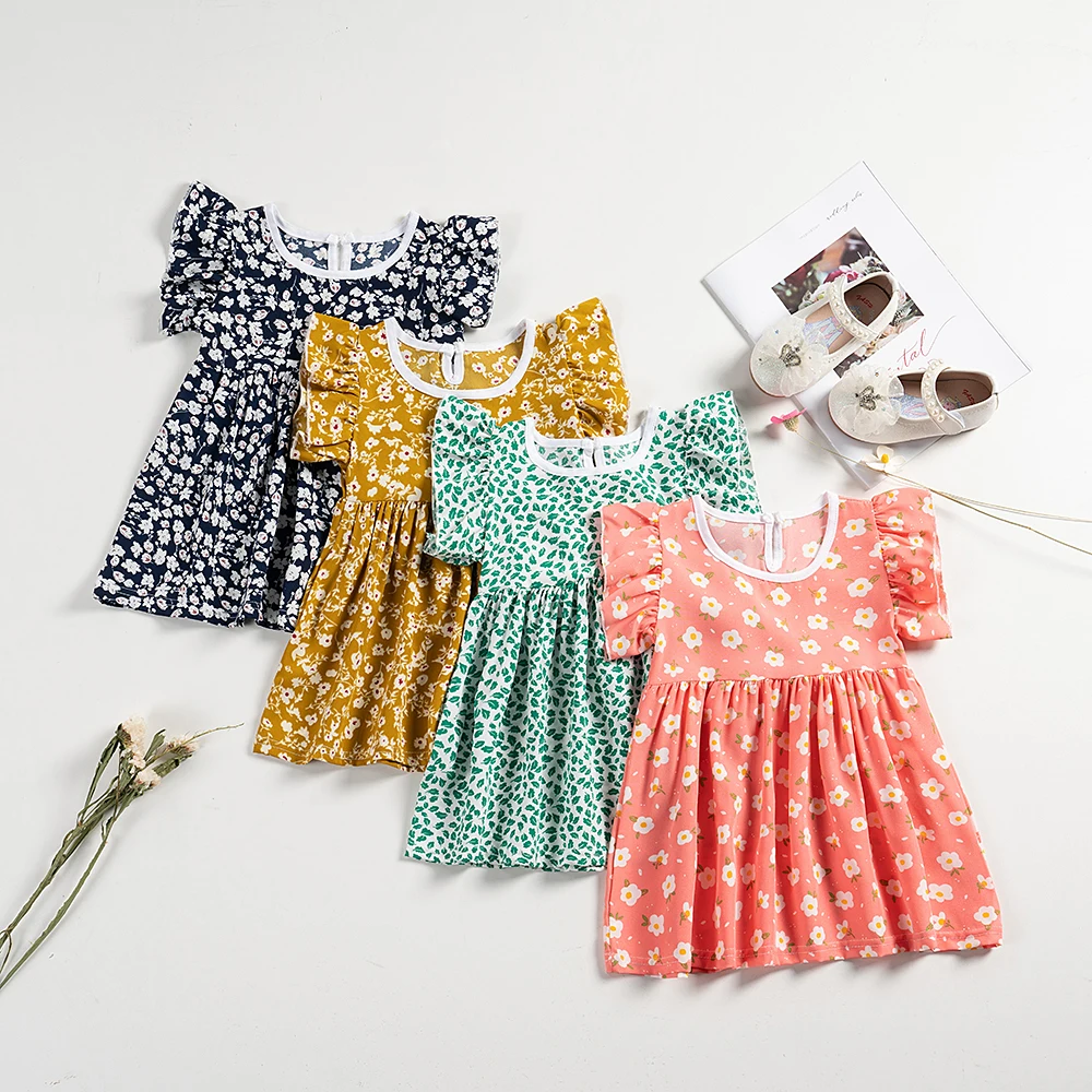 

Повседневные платья для девочек, новинка 2023, летние детские костюмы с цветочным принтом, женское платье принцессы на день рождения