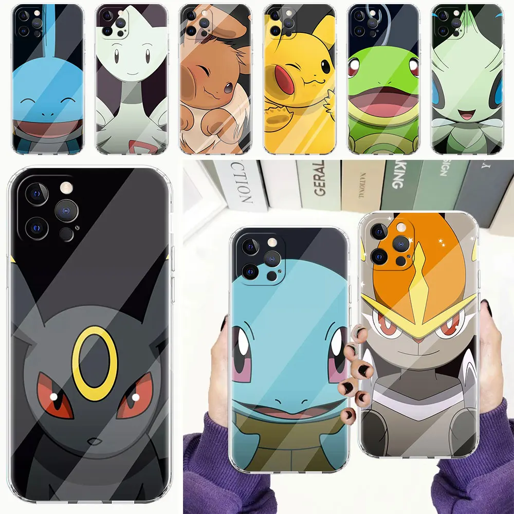 

Eevee Pikachu Cartoon Case for Apple iPhone 13 Pro Max 11 12 Mini 7 8 Plus XR X Antiscratch Soft Phone Cover 6S XS Clear Funda