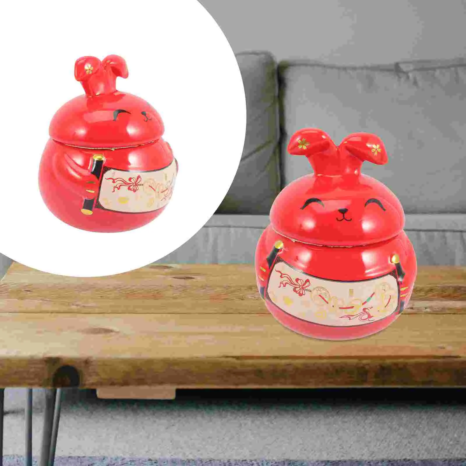 

Rabbit Design Tea Sealed Jar Desktop Tea Jar Multi-function Airtight Powder Storage Jar