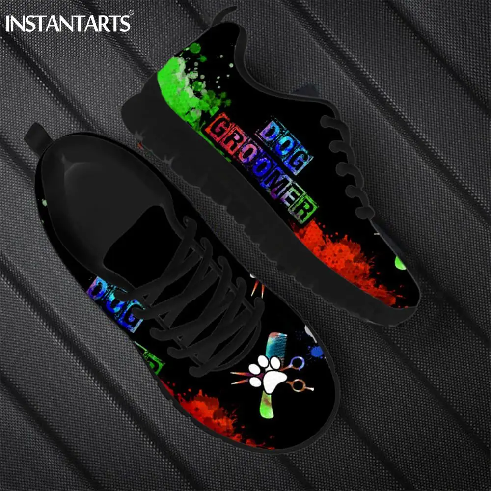 

INSTANTARTS Shoes Woman Flats Women Sneakers Casual Funny Job-Dog Groomer Printed Fashion Ladies Mesh Light Breathable Zapatos