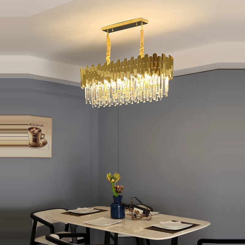 

Art Deco Oval LED Crystal Silver Gold Dimmable E14 Pendant Lights.Hanging Lamps Suspension Luminaire Lampen For Dinning Room