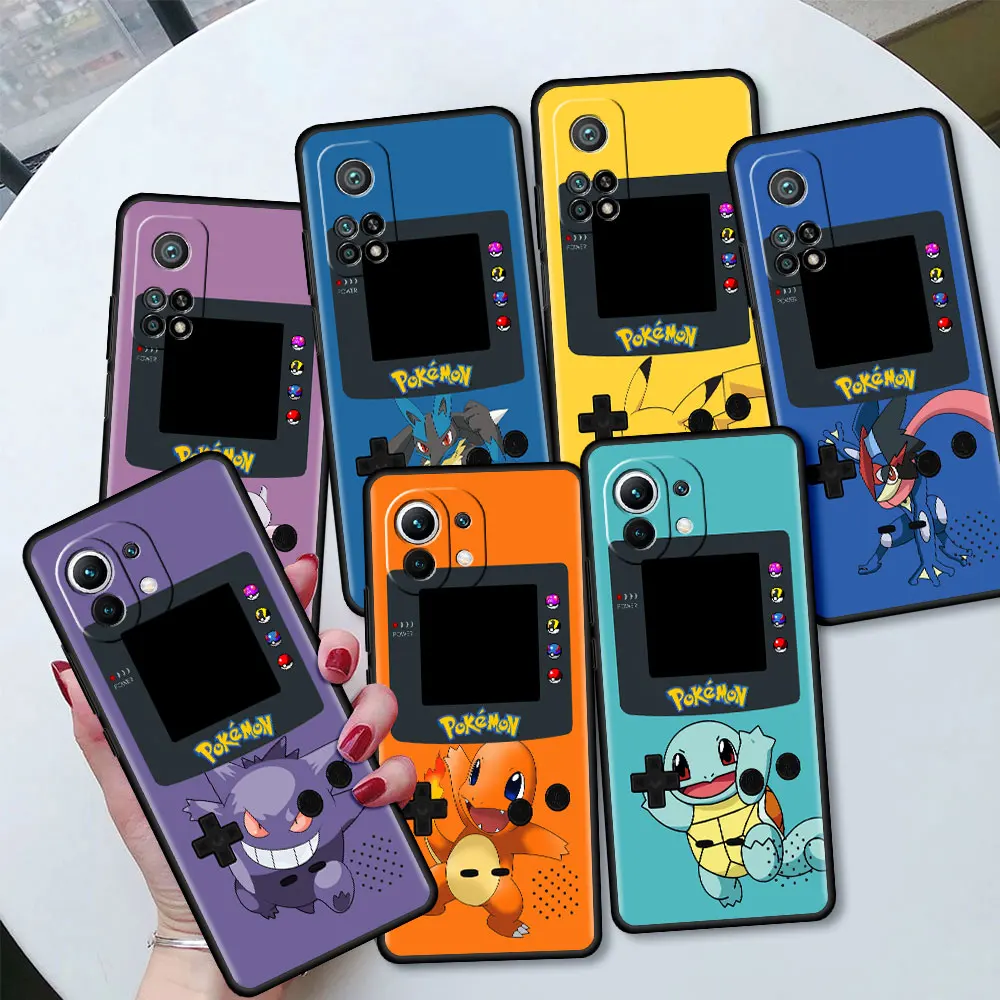 

Pokemon Gengar Pikachu Black Case For Xiaomi Mi 11 12 Lite 5G NE 12T 10 9 10T 12S 11T 9T Note 10 Lite Soft Funda Phone Cover