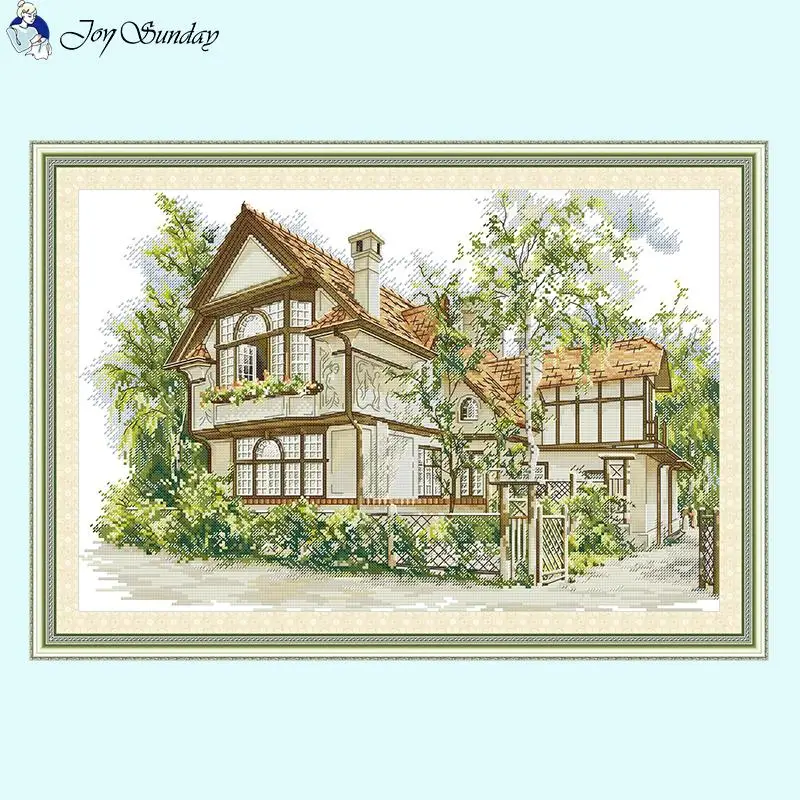 Весенний деревенский дом пейзаж наборы для вышивки крестом Aida 14 16 11CT белый набор