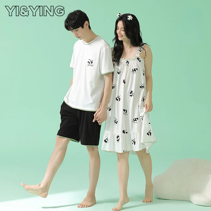

Новинка весна-лето [YI & YING] пижама и ночная рубашка для пар, женская тонкая домашняя пижама из чистого хлопка для мужчин WAZC028