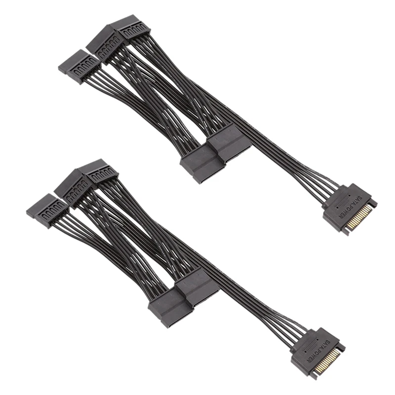 

(2PCS) 15 Pin SATA Power Extension Hard Drive Cable 1 Male To 5 Female Splitter Adapter Hard Disk Expansion Cable (3TF)