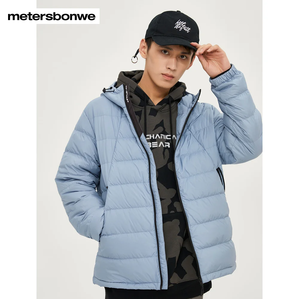Metersbonwe Women's 22New Winter Men's Light Multi-Coloured Hooded 90%Down Jacket Solid Color Casual Ultra Light Thin Warm Wear