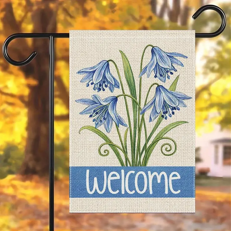 Фото Флаг для сада BrandName Blue Floral Garden Flag, двусторонний полиэстеровый флаг для улицы, декоративный флаг с цветами для газона, приветствующий весну, MMZ №2