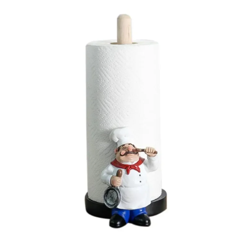 

2023 Resin Chef Double-Layer Paper Towel Holder Figurines Creative Home Cake Shop Restaurant Crafts Decoration Ornament storage
