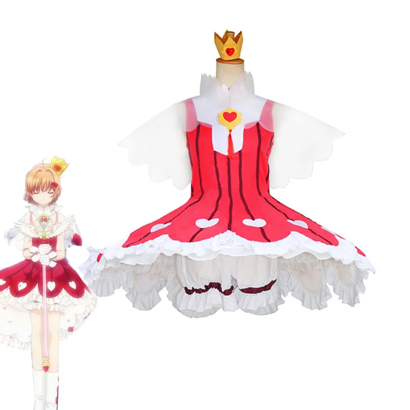 

Аниме карточка Captor Sakura прозрачная карточка OP2 Сакура косплей костюм роза геймбл костюм для девочек милое красное платье Хэллоуин Карнавальная униформа