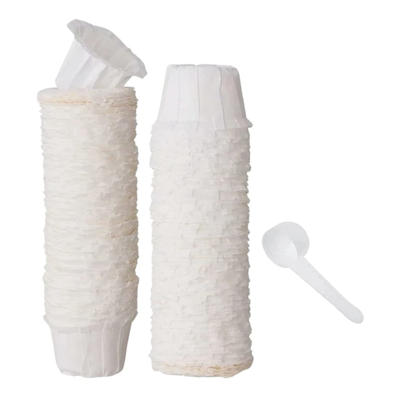 

150 Pcs Disposable Paper Filters Cups Replacement Parts K-Cup Filters For Keurig K-Cup Coffee Filters With Spoon
