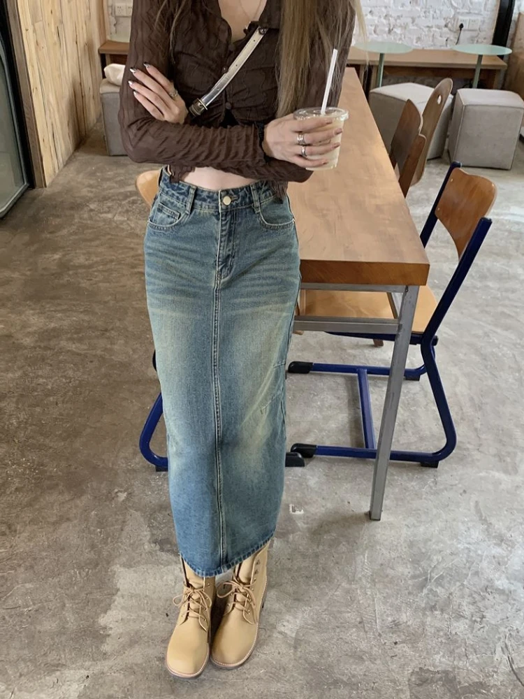 Юбки-миди женские с высокой талией в американском стиле для студентов крутая