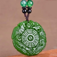 natural green hand carved dragon and phoenix with jade pendant fashion boutique jewelry men and women necklace gift accessories