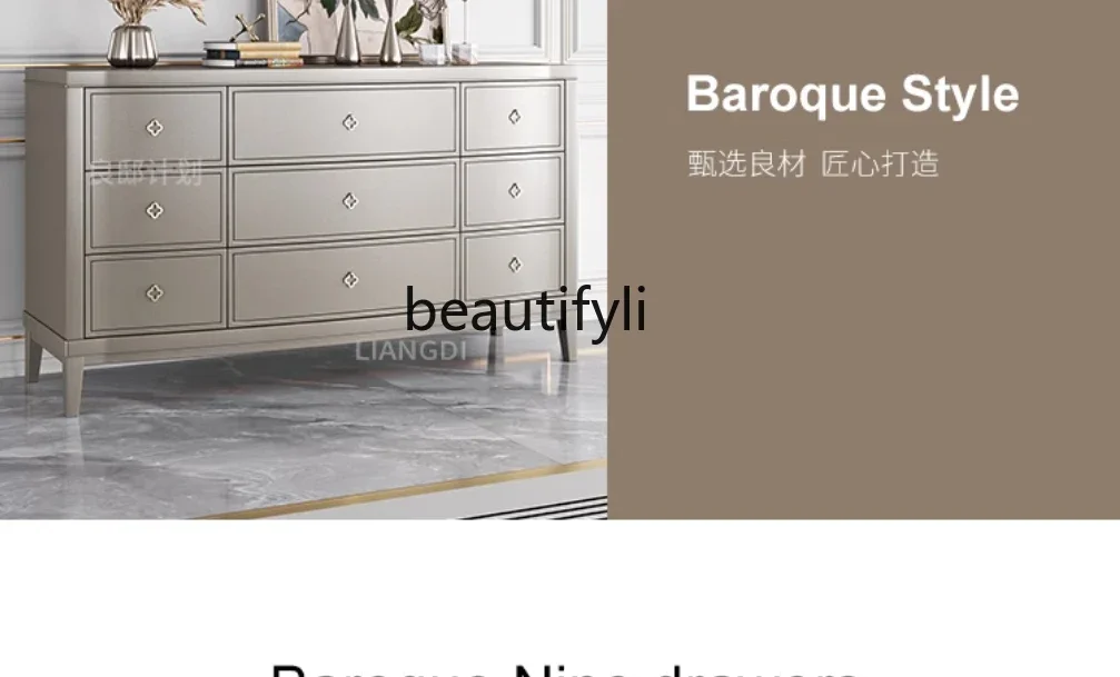 D06 Американский стиль шкаф с девятью ведрами из массива дерева современная кухня