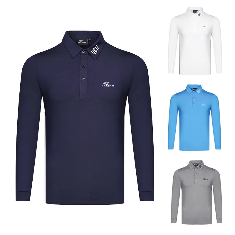 Golf Men's Long Sleeve T Shirt Quick Drying Sweat Wicking Breathable Moisture Goft Sports Summer Autumn Stand Collar Polo Shirt