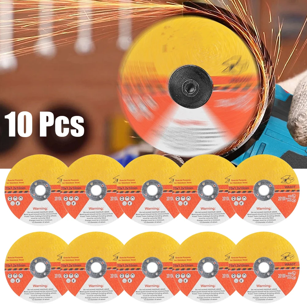 

10 Pcs 75mm Circular Resin Saw Blade Grinding Wheel Cutting Disc 10mm Bore 1.2mm Ultra-thin Angle Grinder Accessories