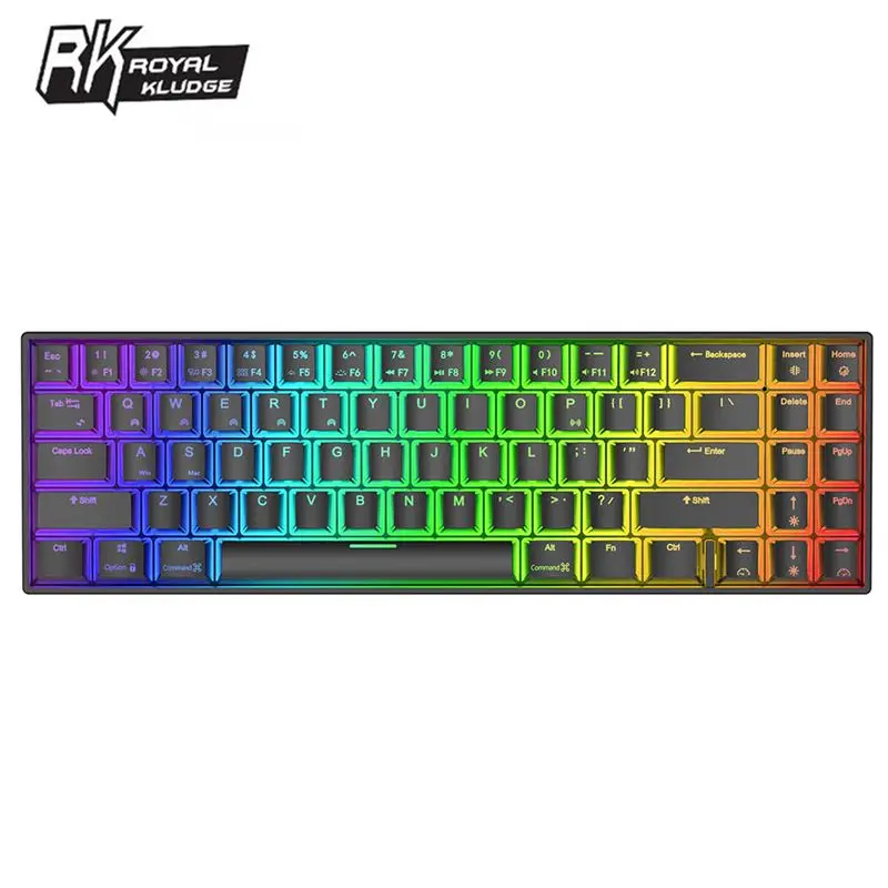 Механическая игровая клавиатура Royal Kludge RK71 с небольшими клавишами, bluetooth, беспроводная Двухрежимная USB-клавиатура с RGB-подсветкой и переключ...