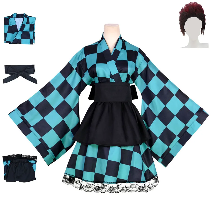 

Костюм для косплея камадо танджиро из аниме «рассекающий демонов», парик Лолиты, платье лесбиянок, горничной, пикантный кавайный костюм для...