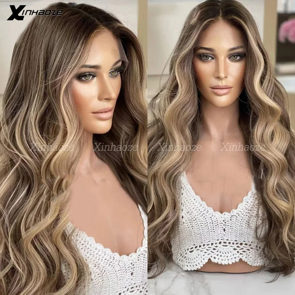 Блестящие прозрачные парики 13 × 4 6 светлые волнистые человеческие волосы