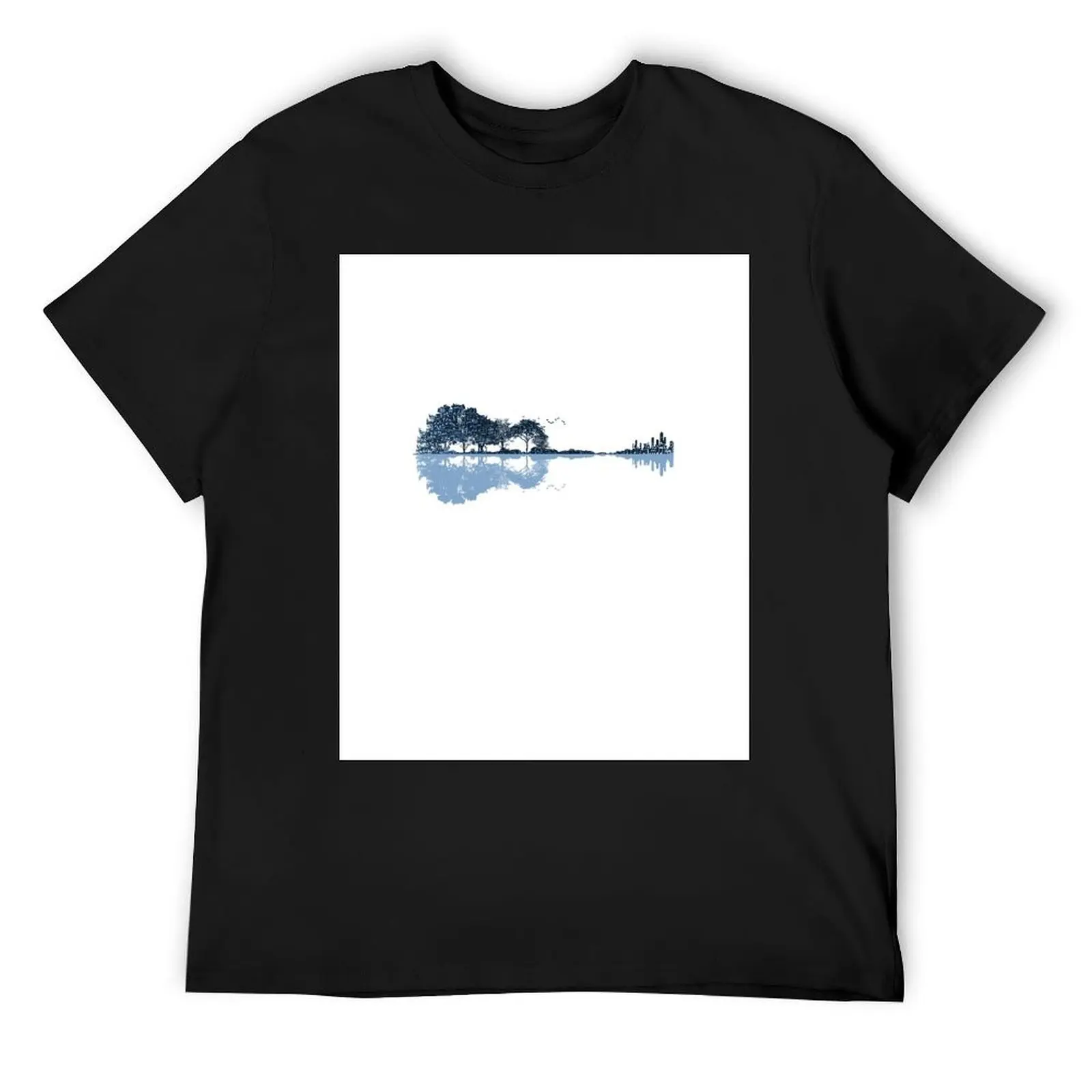 Гитара Nature - Музыкальные ноты Синяя футболка