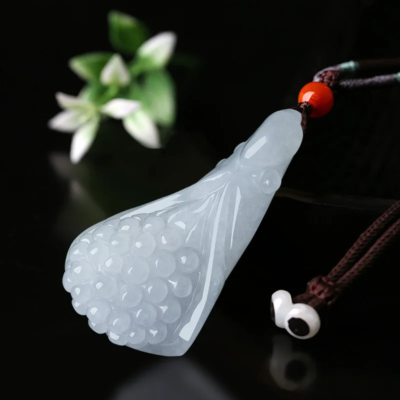 

Mai Chuang/ Hand Carved/ Jade Orchids Emerald Necklace Pendant Fashion Elegant Personality Jewelry Men Women Couple Gift