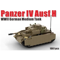 wwii military tank h building blocks fully built true suspension german battle weapons model assemble moc kids toys friends gift