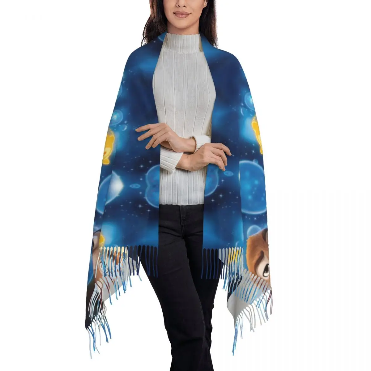 Женская шаль-шарф с кисточками на заказ