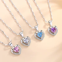 pure silver 999 heart sterling silver ladies necklace net red tide clavicle chain female pendant birthday gift for girlfriend