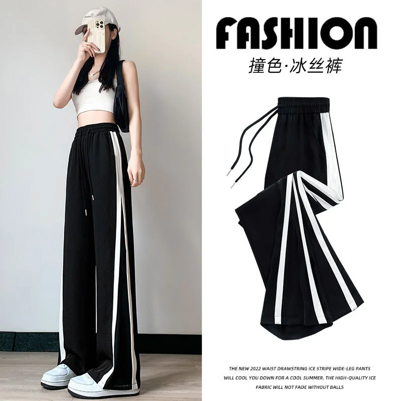 

New Sports Pants Women's Summer Casual Slim Straight Sleeve Western Trousers Women's traf 2023 woman pantalones holgados mujer