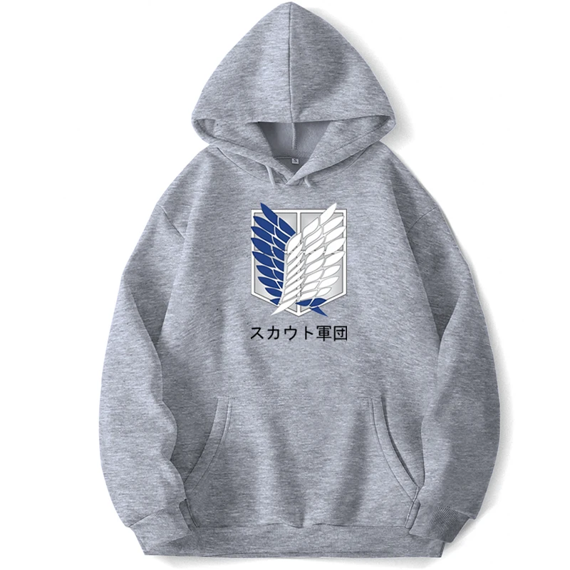 

Hoodies For Men Attack on Titan Japanese Anime Manga Harajuku Scout Regiment Hooded Sweatshirts Trapstar Pocket Autumn Jumpers