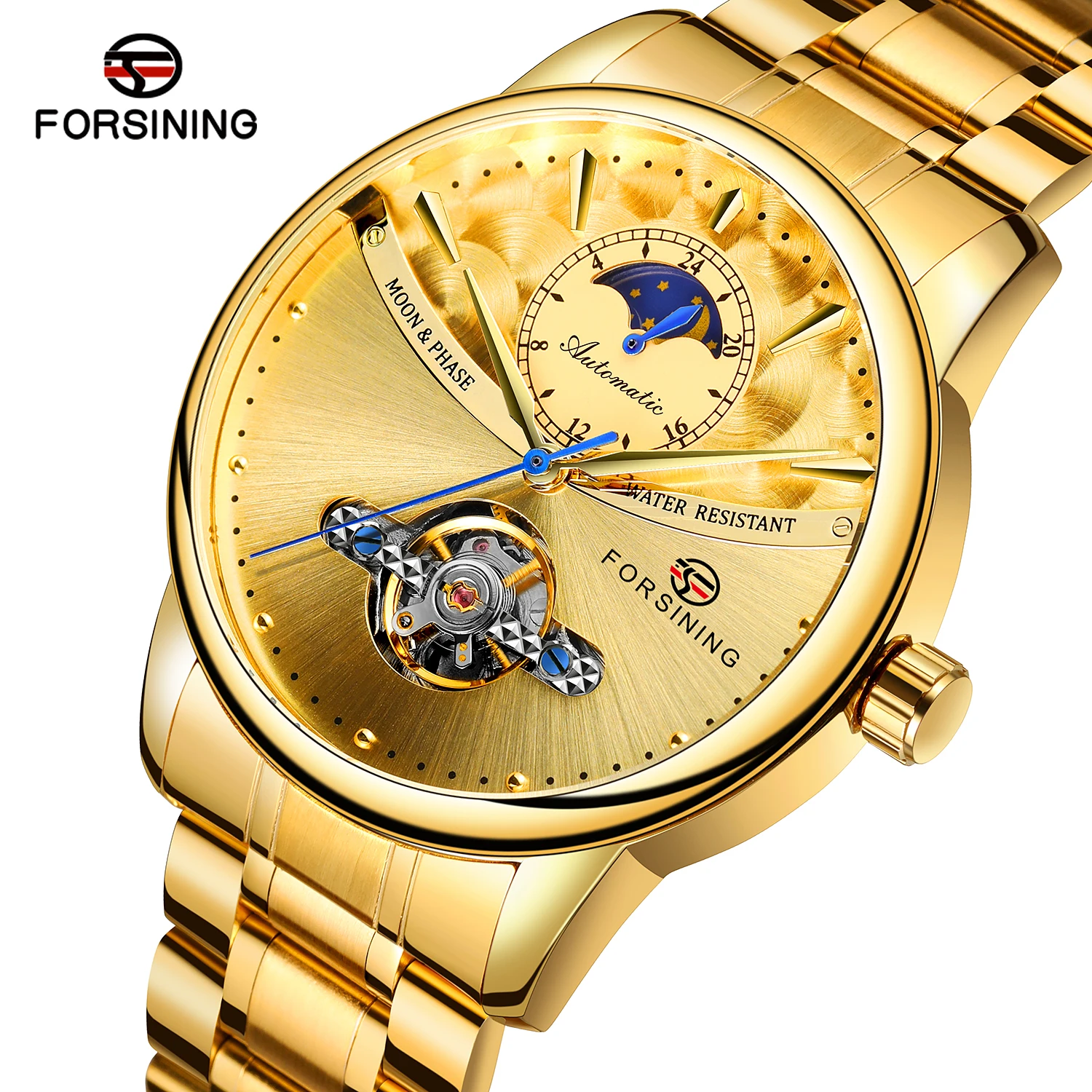 

FORSINING Mens Watches Top Brand Luxury 2021 Automatic Mechanical Watch Men Tourbillon Moon Phase Stainless Steel Strap Classic