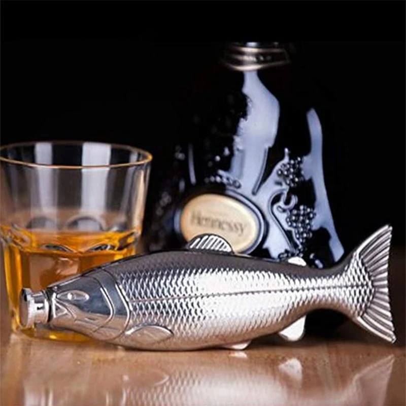 Stainless Steel Material Wine Flask Flasks Fish Shaped whiskey bottle  liquor bottle originality home decoration