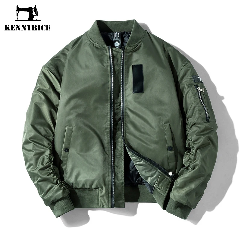 

Kenntrice 2022 Spring New Fashion Men Bomber Jacket Autumn Loose Light Cotton Coat Stand Collar Cardigan Style Mens Streetwear