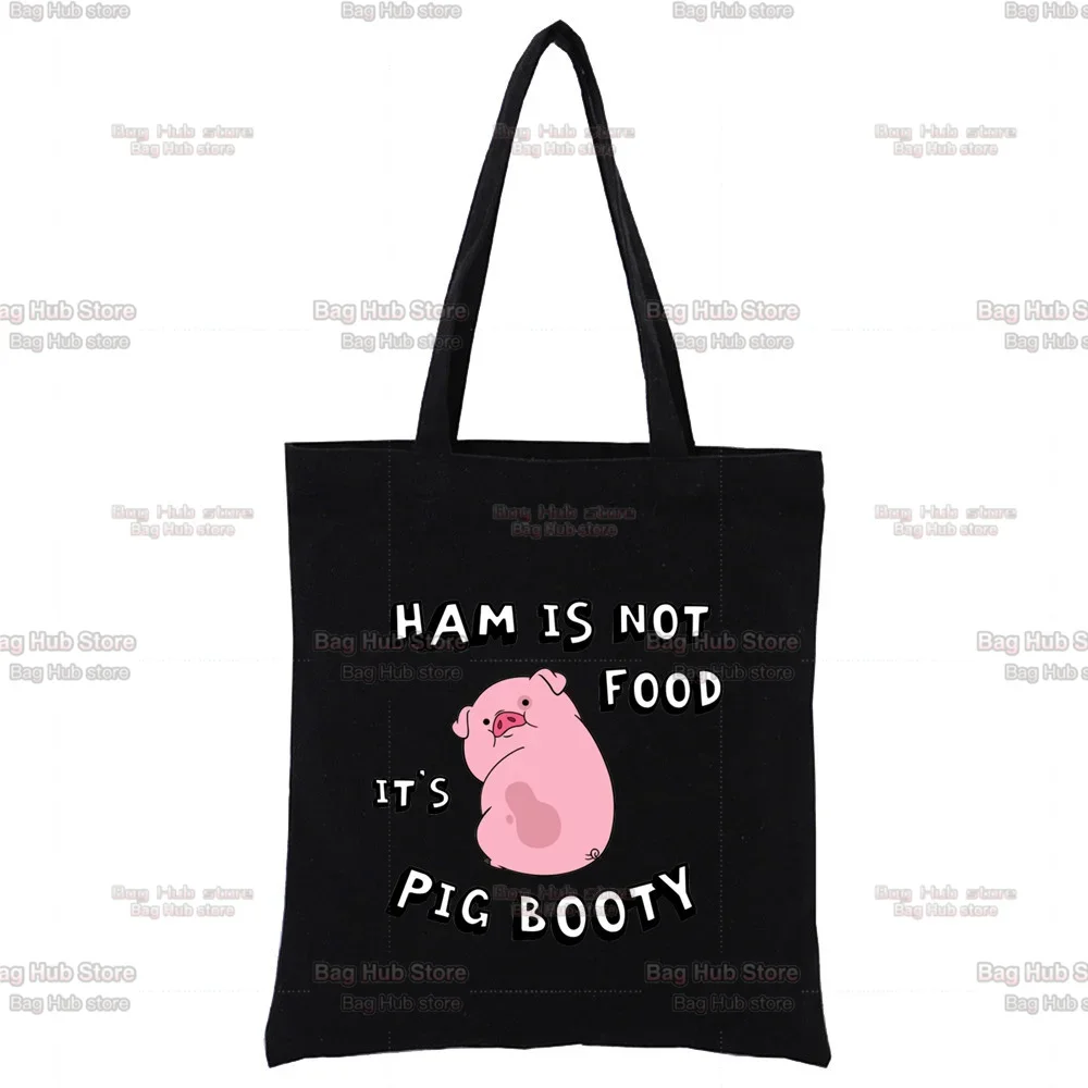 Забавная Милая винтажная женская сумка для покупок веганов черная Холщовая