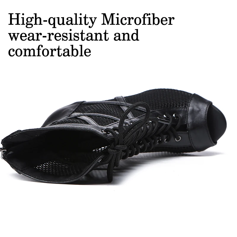 DKZSYIM Woman Dance Shoes Jazz Red Black Ballroom High Top Latin Dance Shoes Women High Heels Salsa Tango Dancing Shoes