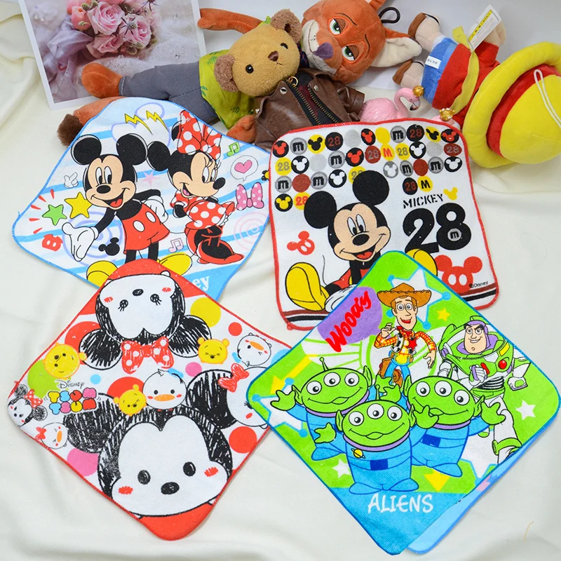 

Disney Mickey Mouse Minnie Cartoon Square Towel Handkerchief Child Soft Breathable Watery Hand Towel 25x25cm Dropshipping