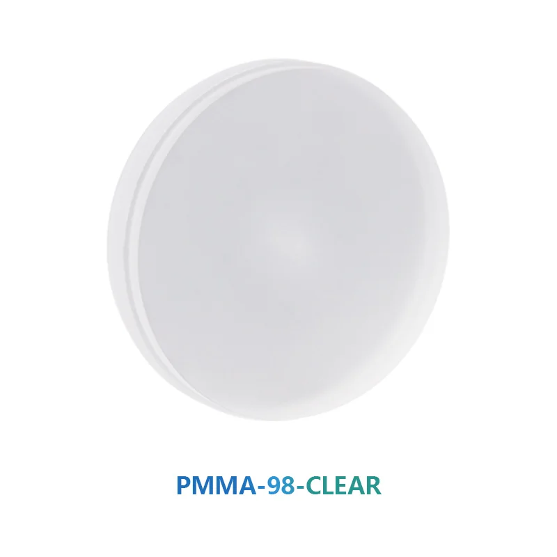 98*10mm-25mm colore trasparente blocchi PMMA dentale dischi di fresatura PMMA trasparenti per protesi ponte corona temporaneo laboratorio dentale CAD/CAM