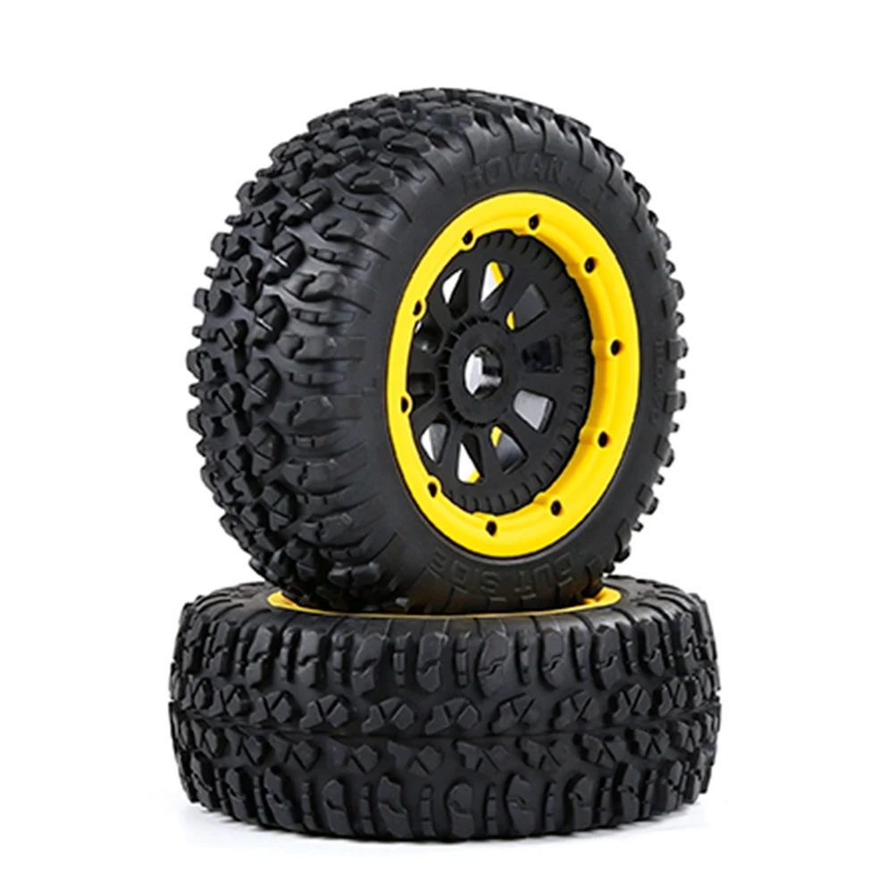 

2 шт. Набор шин и ступиц колеса для 1/5 Hpi Km Baja 5S/SLT/V5 LOSI 5IVE T Запчасти для радиоуправляемых автомобилей-X 70 мм желтые