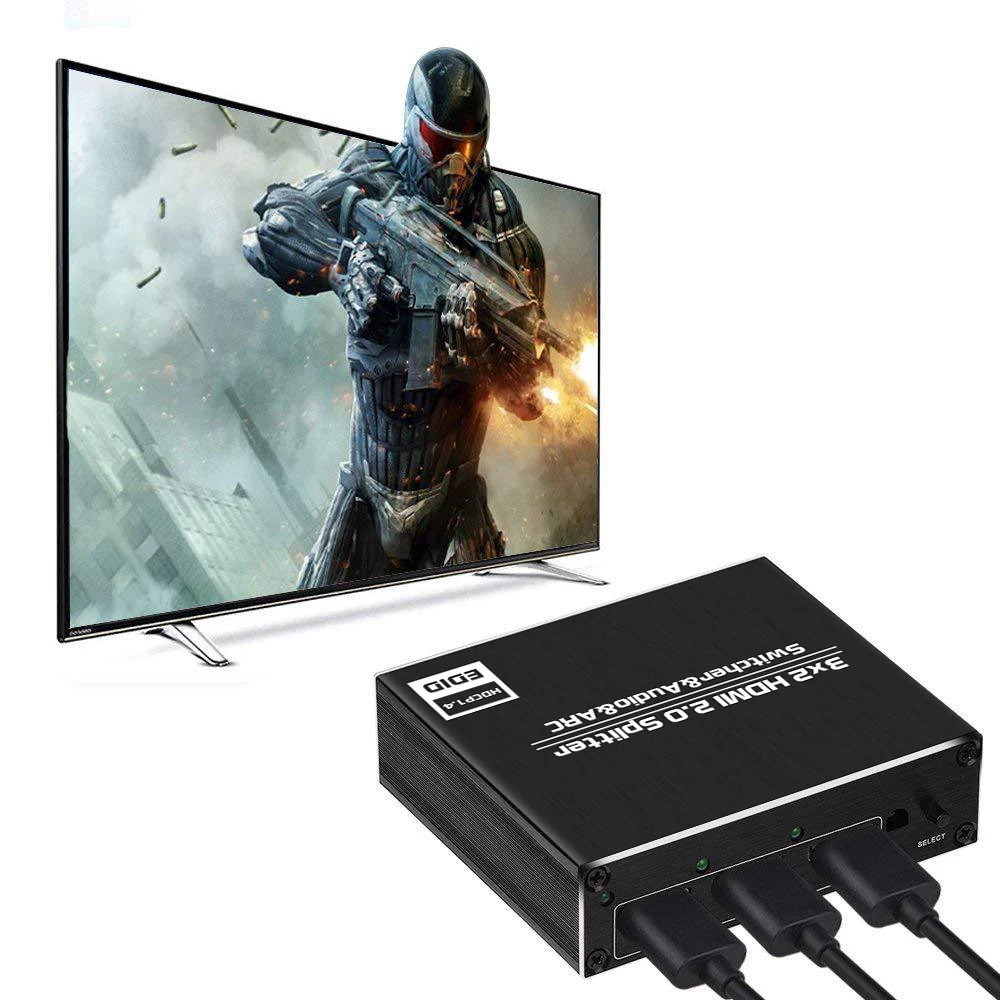 Сплиттер 4K HDMI 60 Гц Ultra HD 3X2 переключатель R/L + ARC 3 порта s входы 2 выходы с ИК-пультом
