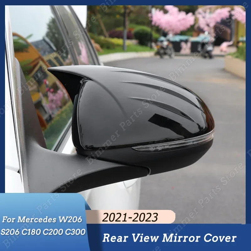 

2Pcs Rear View Mirror Cover Caps For Mercedes Benz W206 S206 C180 C200 C200d C300 C300d C300e 2021-2023 Side Wing Mirror Cover