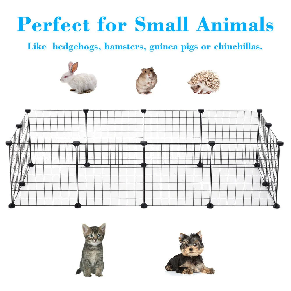 

Enipate 16pcs Metal Wire Storage Cubes Organizer DIY Small Animal Cage Portable Metal Wire Yard Fence Dog Parts Supply Cat Cages